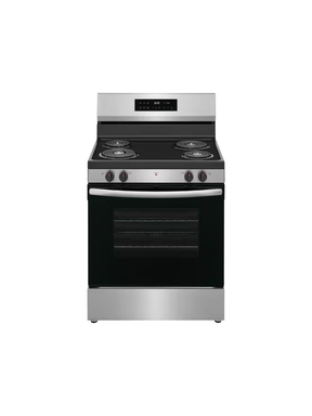 Frigidaire - 30 in. 4 Burner Free-Standing Electric Range in Stainless Steel with One-Touch Self Clean