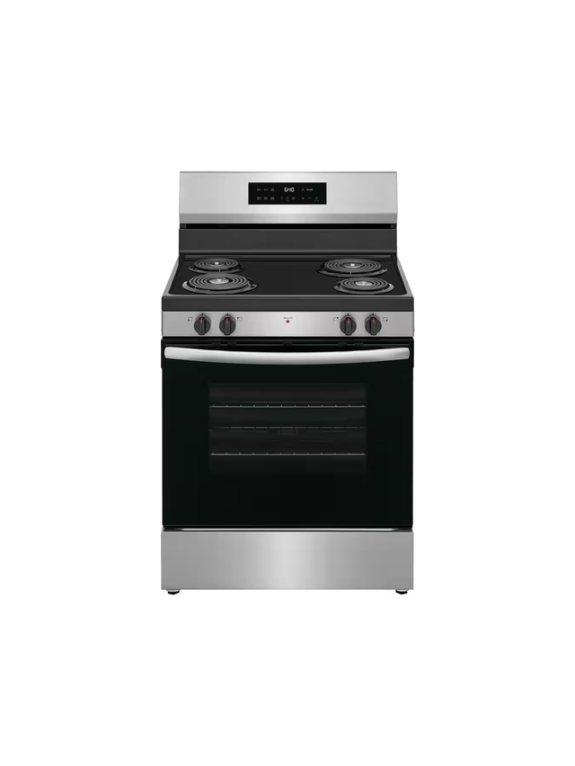 Frigidaire - 30 in. 4 Burner Free-Standing Electric Range in Stainless Steel with One-Touch Self Clean