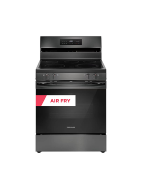 Frigidaire - 30 in 5.3 cu. ft. 5 Burner Element Freestanding Self-Cleaning Electric Range in Black Stainless Steel with Air Fry