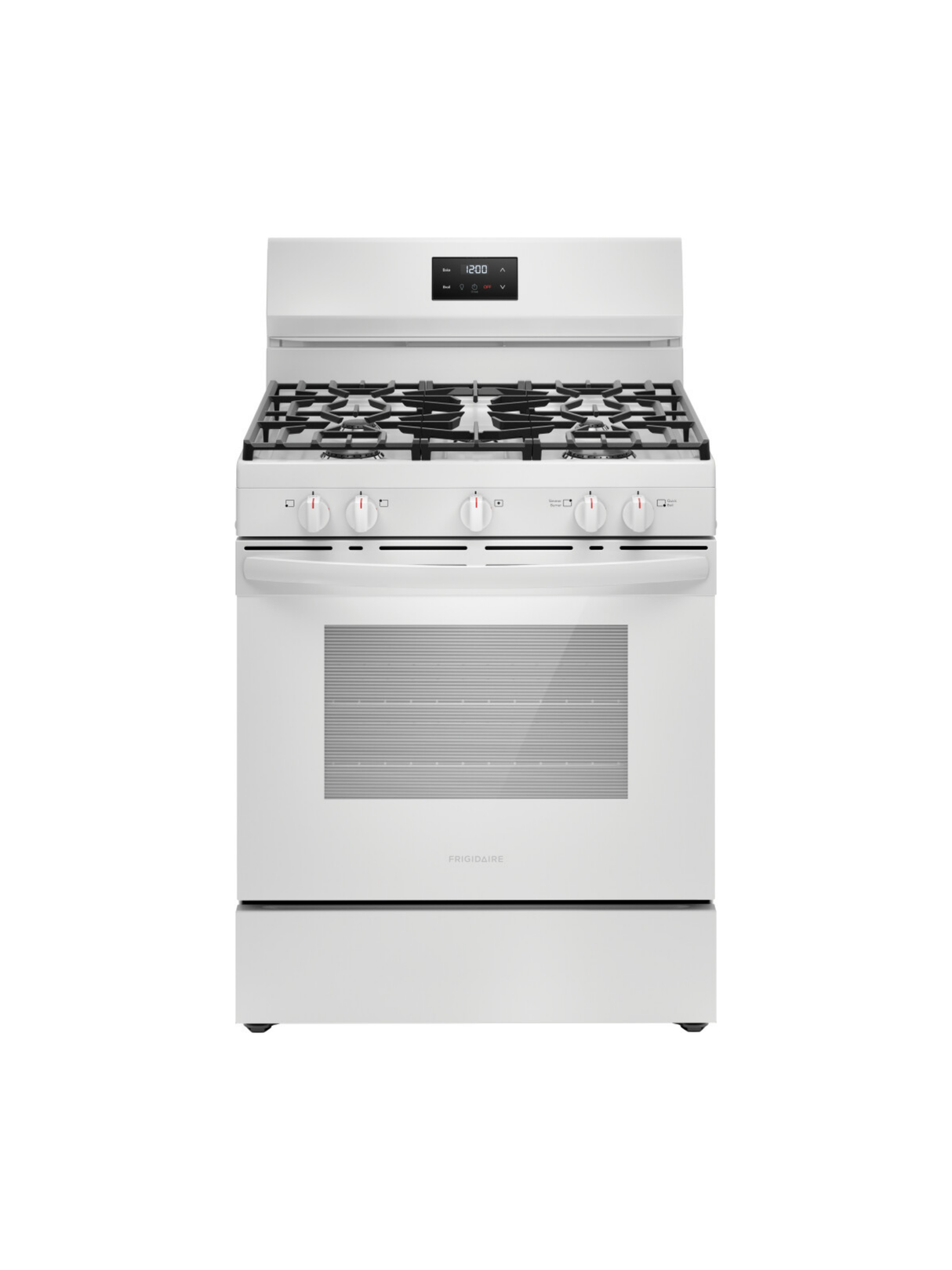 Frigidaire - 30 in 5 Burner Freestanding Gas Range in White with Quick Boil and Even Baking Technology
