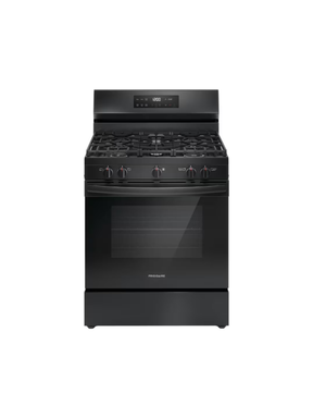 Frigidaire - 30 in 5 Burner Freestanding Gas Range in Black with Quick Boil and Steam Clean