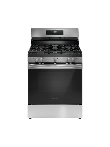 Frigidaire - 30 in 5 Burner Freestanding Gas Range in Stainless Steel with Quick Boil and Steam Clean
