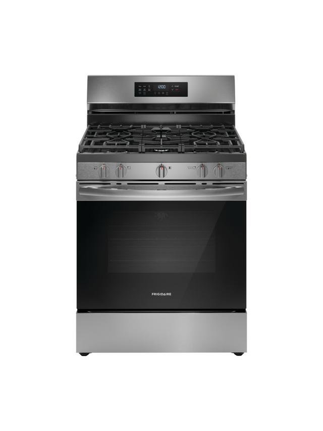 Frigidaire - 30 in. 5.1 cu. ft. 5 Burner Freestanding Self-Cleaning Gas Range in Stainless Steel with Air Fry
