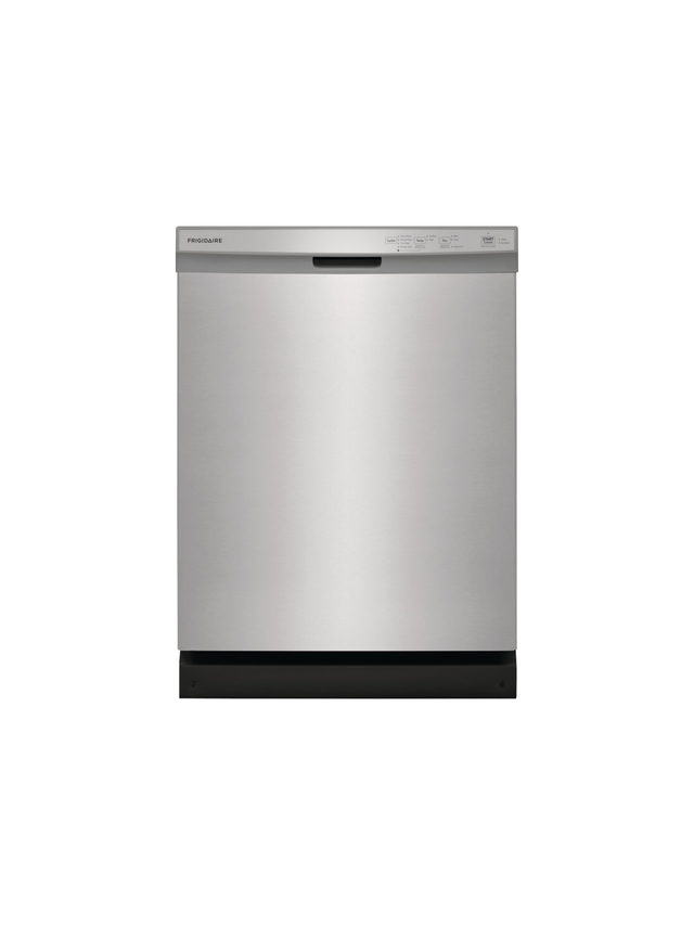 Frigidaire - 24 in Front Control Built-In Tall Tub Dishwasher in Stainless Steel with 4-cycles and DishSense Sensor Technology