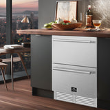 Forno Como 24-Inch Indoor Outdoor Drawer Refrigerator, 4.87 cu.ft, Stainless Steel Interior, Adjustable Shelves, LED Lighting