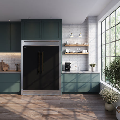 Forno Maderno 2-28-Inch Wide Convertible Refrigerator/Freezer in Black, Decorative Trim, 27.2 cu.ft, 84-Inch High, ENERGY STAR Certified