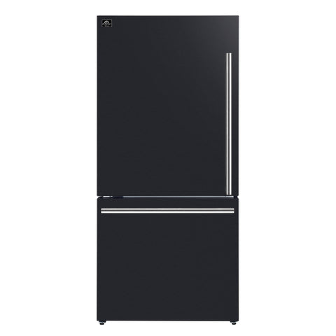 Forno Milano Espresso 31-Inch Black Bottom Freezer Refrigerator, 17.2 Cu. Ft., Energy-Efficient, No Frost, Built-In Ice Maker