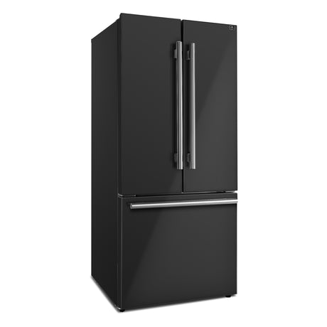 Forno Gallipoli Espresso 30-Inch Black French Door Refrigerator, Bottom Freezer, 17.5 Cu. Ft., No Frost, Ice Maker