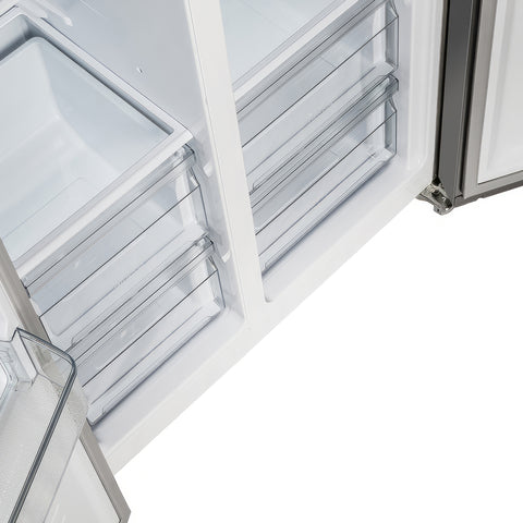 Forno Salerno 33-Inch Side-by-Side Stainless Steel Refrigerator, 15.6 cu.ft, ENERGY STAR Certified