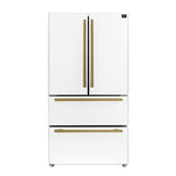 FORNO Premium 2 Pieces Kitchen Bundle - Leonardo Espresso 30-Inch White Electric Range, Moena Espresso 36-Inch White French Door Refrigerator