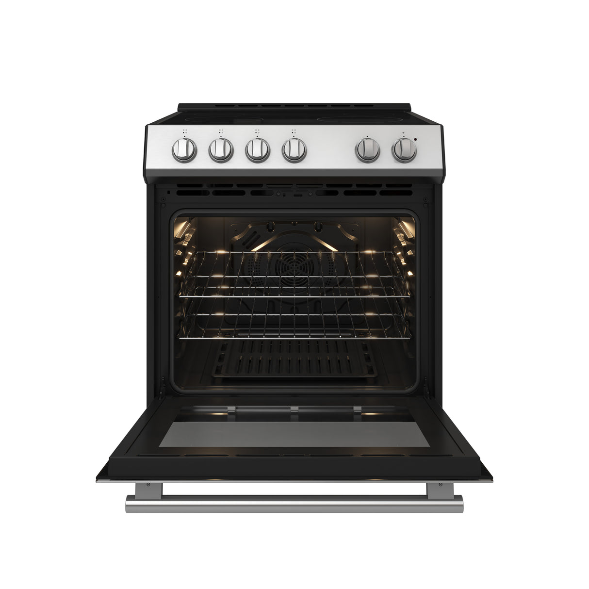 FORNO Premium 2 Pieces Kitchen Bundle - Leonardo Espresso 30-Inch White Electric Range, Moena Espresso 36-Inch White French Door Refrigerator