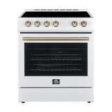 Forno 2-Piece Appliance Package - 30-Inch Electric Range and 30-Inch Refrigerator in White with Stainless Steel Handle (FBDL-003-11US)