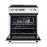 FORNO Premium 2 Pieces Kitchen Bundle - Leonardo Espresso 30-Inch White Electric Range, Moena Espresso 36-Inch White French Door Refrigerator