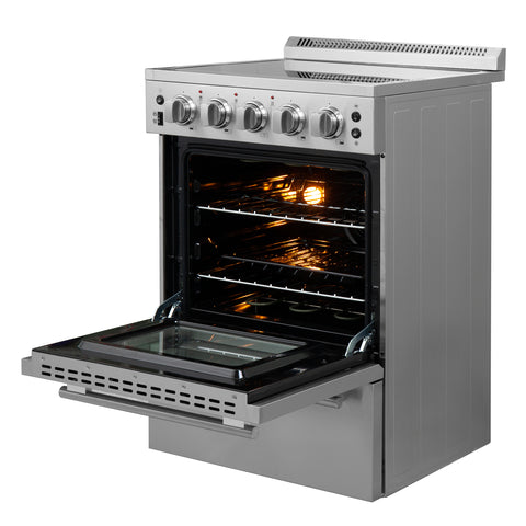 Forno Loiano 24 Inch Freestanding Electric Range Stainless Steel with Storage Drawer