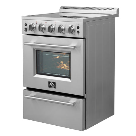 Forno Loiano 24 Inch Freestanding Electric Range Stainless Steel with Storage Drawer