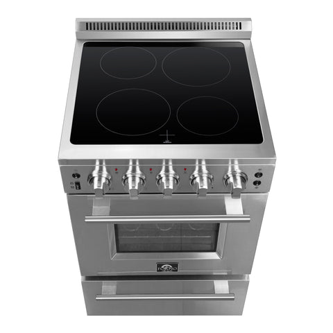 Forno Loiano 24 Inch Freestanding Electric Range Stainless Steel with Storage Drawer