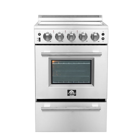 Forno Loiano 24 Inch Freestanding Electric Range Stainless Steel with Storage Drawer