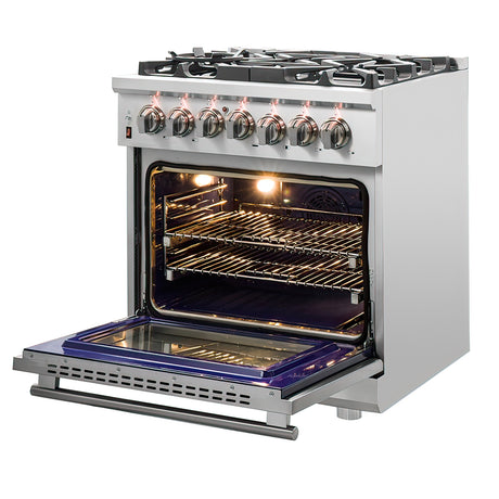 Forno Massimo 30-Inch Freestanding Dual Fuel Range, 4 Burners, Double Convection Ovens