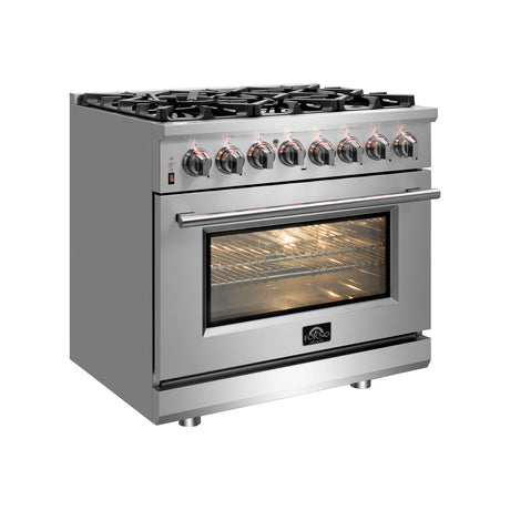 Forno Massimo 30-Inch Freestanding Dual Fuel Range, 4 Burners, Double Convection Ovens