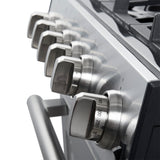 Forno Leonardo 30-Inch Stainless Steel Gas Range, 5 Sealed Burners (Totaling 39,500 BTU), 5 cu.ft. Convection Oven, Continuous Cast Iron Grates, Black Enamel Interior, Auto Re-Ignition, LP Conversion Kit Included