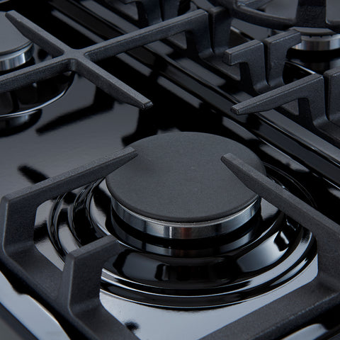 Forno Leonardo 30-Inch Stainless Steel Gas Range, 5 Sealed Burners (Totaling 39,500 BTU), 5 cu.ft. Convection Oven, Continuous Cast Iron Grates, Black Enamel Interior, Auto Re-Ignition, LP Conversion Kit Included