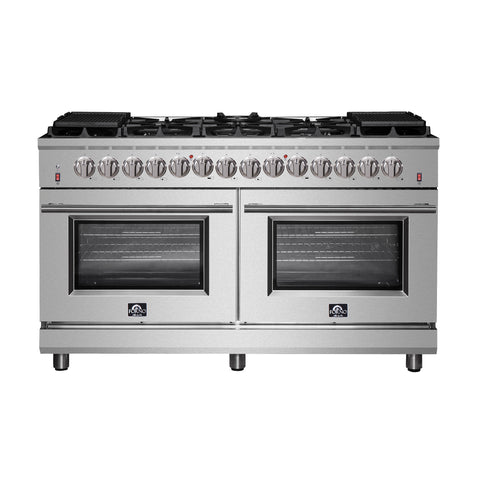 Forno Massimo 60-Inch Freestanding Dual Fuel Range, 10 Burners, Double Convection Ovens