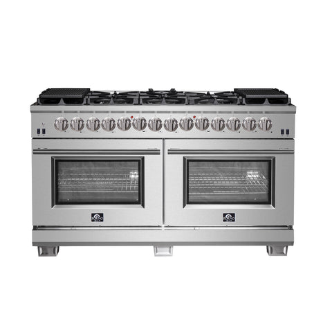 Forno Capriasca 60-Inch Freestanding Dual Fuel Range, 10 Burners, True Convection Oven