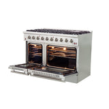 Forno Galiano 48-Inch Freestanding Gas Range, Stainless Steel, 8 Burners, 107,000 BTU, Griddle, Double Ovens, Energy Efficient