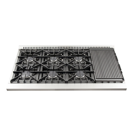 Forno Galiano 48-Inch Freestanding Gas Range, Stainless Steel, 8 Burners, 107,000 BTU, Griddle, Double Ovens, Energy Efficient