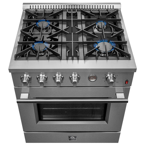 Marco 30-inch Gas Range Stainless Steel, 4 Burners 37,000 BTU, 4.32 cu.ft. Convection Oven
