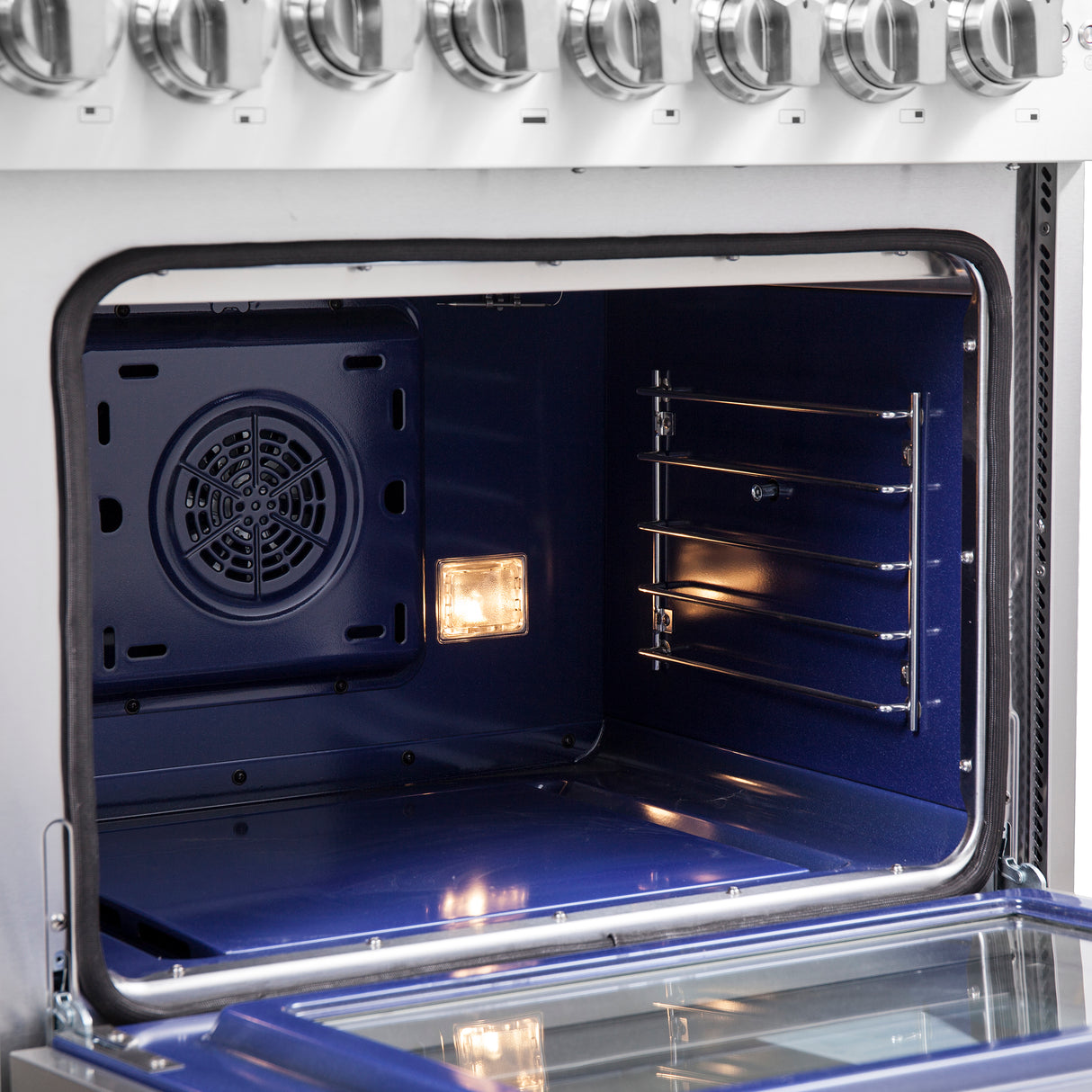 Forno Capriasca 48-Inch Freestanding French Door Dual Fuel Range, 8 Burners, True Convection Oven