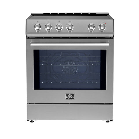 Forno Leonardo Espresso 30-Inch Slide-In Stainless Steel Induction Range, Convection Oven, 5 Cooking Zones