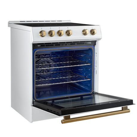 FORNO Premium 2 Pieces Kitchen Bundle - Forno Leonardo Espresso 30-Inch Slide-In White Induction Range,  Forno Gallipoli Espresso 30-Inch White French Door Refrigerator - FBDL-014-10CAUS