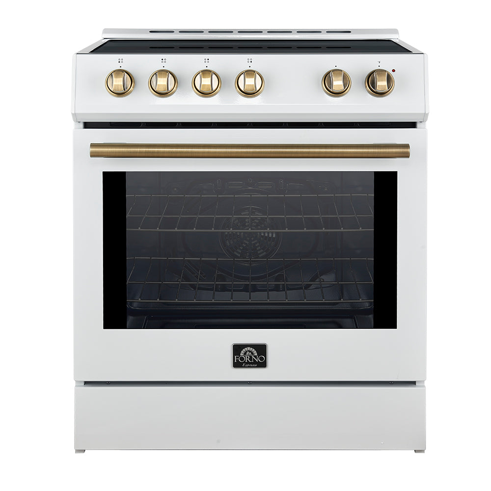 FORNO Premium 2 Pieces Kitchen Bundle - Forno Leonardo Espresso 30-Inch Slide-In White Induction Range,  Forno Gallipoli Espresso 30-Inch White French Door Refrigerator - FBDL-014-10CAUS