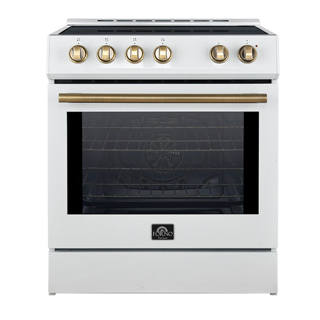FORNO Premium 2 Pieces Kitchen Bundle - Forno Leonardo Espresso 30-Inch Slide-In White Induction Range,  Forno Gallipoli Espresso 30-Inch White French Door Refrigerator - FBDL-014-10CAUS