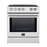 Forno Leonardo Espresso 30-Inch Slide-In White Induction Range, Convection Oven, 5 Cooking Zones, Touch Control Panel