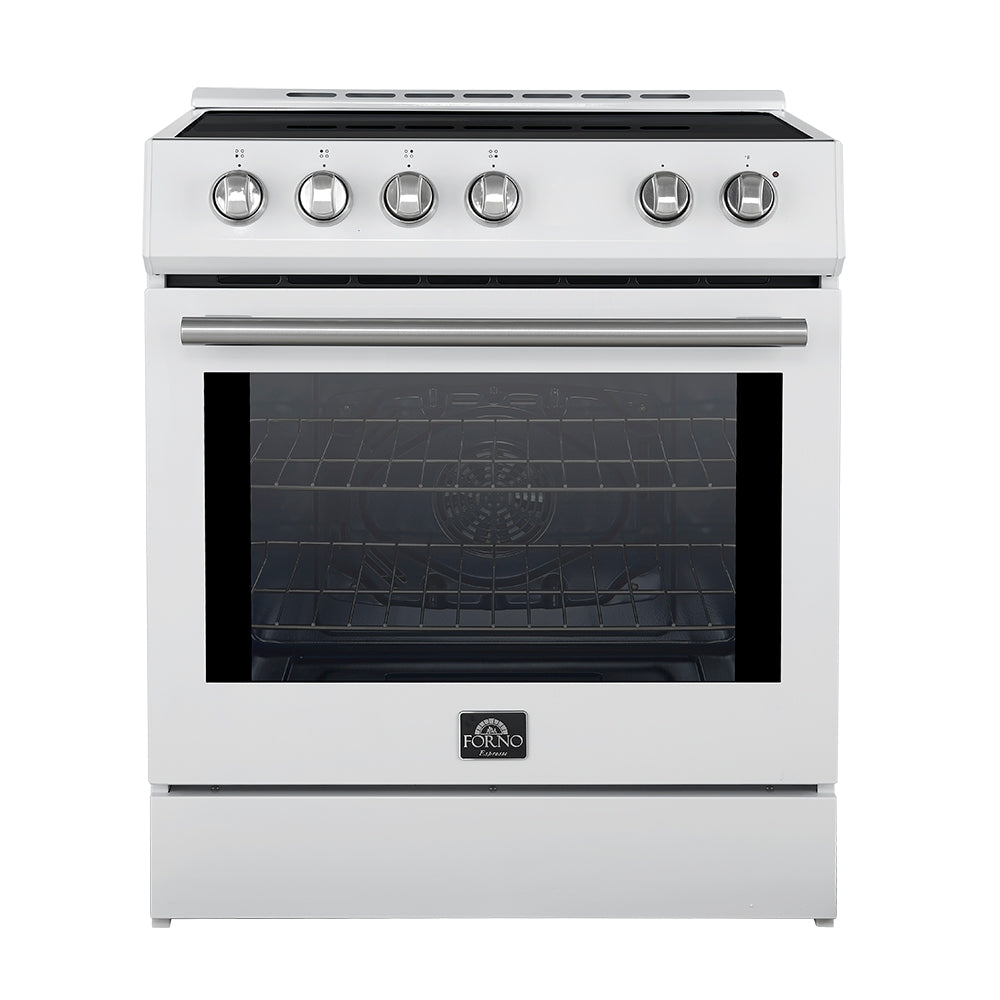 FORNO Premium 2 Pieces Kitchen Bundle - Forno Leonardo Espresso 30-Inch Slide-In White Induction Range,  Forno Gallipoli Espresso 30-Inch White French Door Refrigerator - FBDL-014-10CAUS