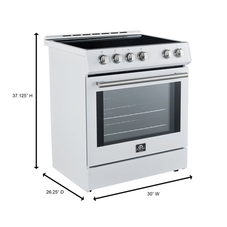 FORNO Premium 2 Pieces Kitchen Bundle - Forno Leonardo Espresso 30-Inch Slide-In White Induction Range,  Forno Gallipoli Espresso 30-Inch White French Door Refrigerator - FBDL-014-10CAUS