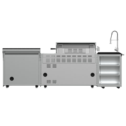 FORNO Bulnes 40-Inch BBQ, 95,000 BTU, 5 Burners, Sear & Rotisserie Infrared with Side Burner, Stainless Steel Outdoor Kitchen with 1.8 cu.ft. Beverage Center & Black Granite Countertops