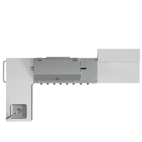 FORNO Bulnes 40-Inch BBQ, 95,000 BTU, 5 Burners, Sear & Rotisserie Infrared with Side Burner, Stainless Steel Outdoor Kitchen with 1.8 cu.ft. Beverage Center & White Sintered Stone Countertops