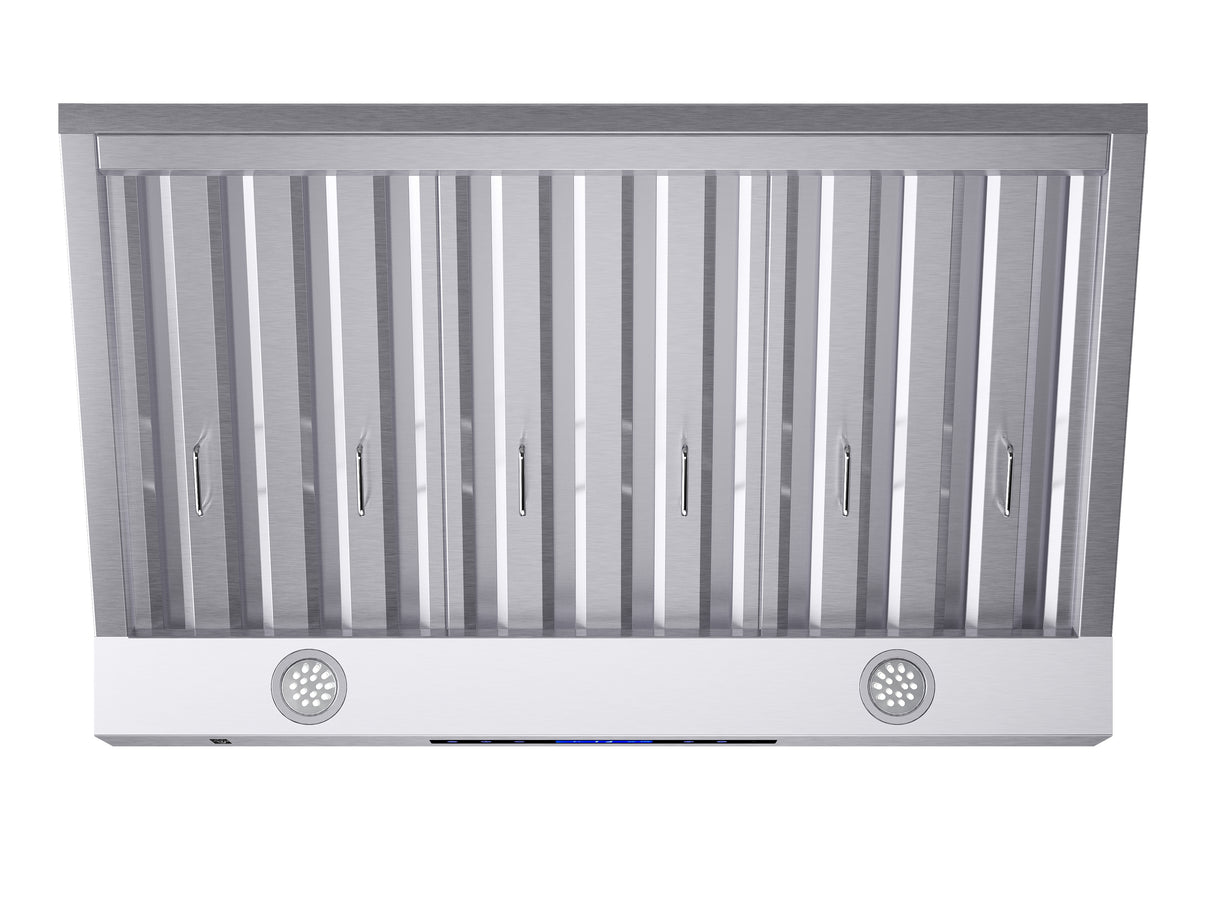 Forno Palazzo 36-Inch Wall Mounted Range Hood, Stainless Steel, Heavy Duty Baffle Filters, Remote Control