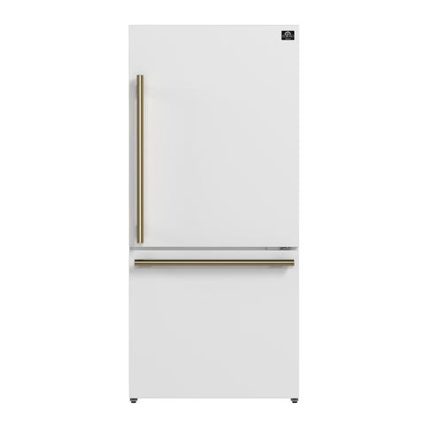 Forno Milano Espresso 31-Inch Bottom Freezer Refrigerator, White, 17.2 cu.ft Capacity, Energy Efficient