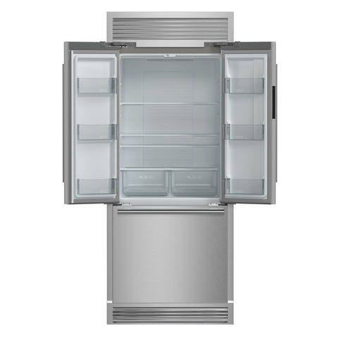 Forno Gallipoli 30-Inch French Door Refrigerator, 17.5 cu.ft Capacity, Decorative Grill, 34-Inch Width, Stainless Steel, No Frost Technology, Energy Efficient
