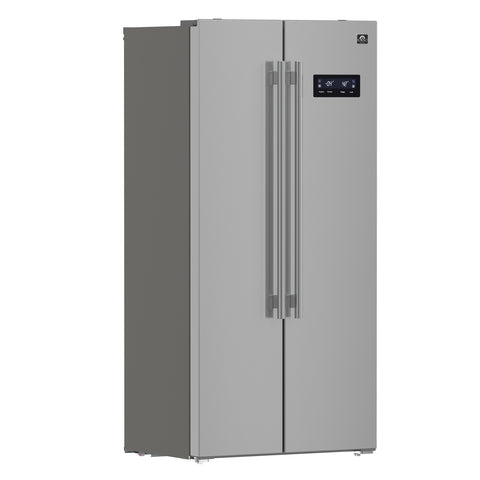Forno Salerno 33-Inch Side-by-Side Stainless Steel Refrigerator, 15.6 cu.ft, ENERGY STAR Certified