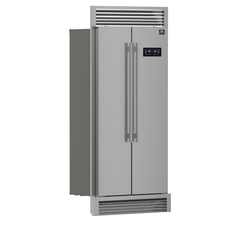 Forno Salerno 37-Inch Built-In Stainless Steel Refrigerator, 15.6 cu.ft, Decorative Grill, ENERGY STAR Certified