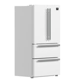FORNO Premium 2 Pieces Kitchen Bundle - Leonardo Espresso 30-Inch White Electric Range, Moena Espresso 36-Inch White French Door Refrigerator