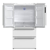 FORNO Premium 2 Pieces Kitchen Bundle - Leonardo Espresso 30-Inch White Electric Range, Moena Espresso 36-Inch White French Door Refrigerator