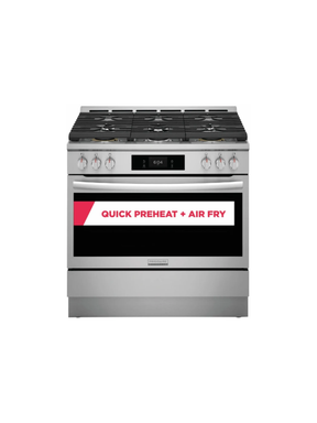 Frigidaire - Gallery 36 in. 6-Burner Slide-In Dual Fuel Range in Stainless Steel with Total Convection and Air Fry