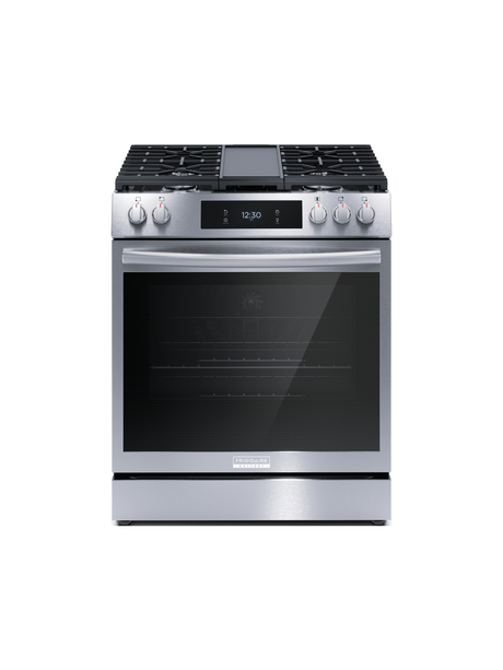 Frigidaire - Gallery 30 in. 6 cu. ft. 5 Burner Slide-In Gas Range with Total Convection and Air Fry, Smudge Proof Stainless Steel