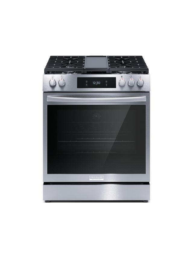Frigidaire - Gallery 30 in. 6 cu. ft. 5 Burner Slide-In Gas Range with Total Convection and Air Fry, Smudge Proof Stainless Steel